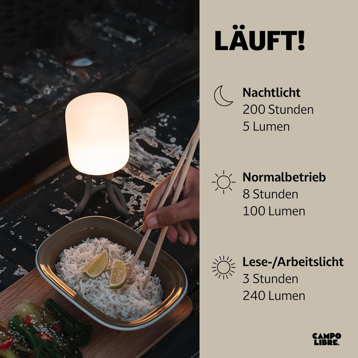Campo Libre.® LENI I Campinglampe I flexible Outdoorlampe zum Aufhängen, Hinstellen und Montieren I