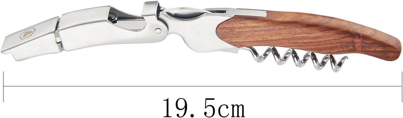 LAGUIOLE - Sommelier Doppelhebel - Edelstahl - Holzgriff - Holzpräsentationshalter - Messer mit Kork