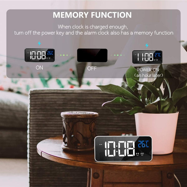 LATEC Digitaler Wecker mit Grosse LED Temperaturanzeige, Tischuhr mit 10 Musik, USB Ladeanschluss, 4