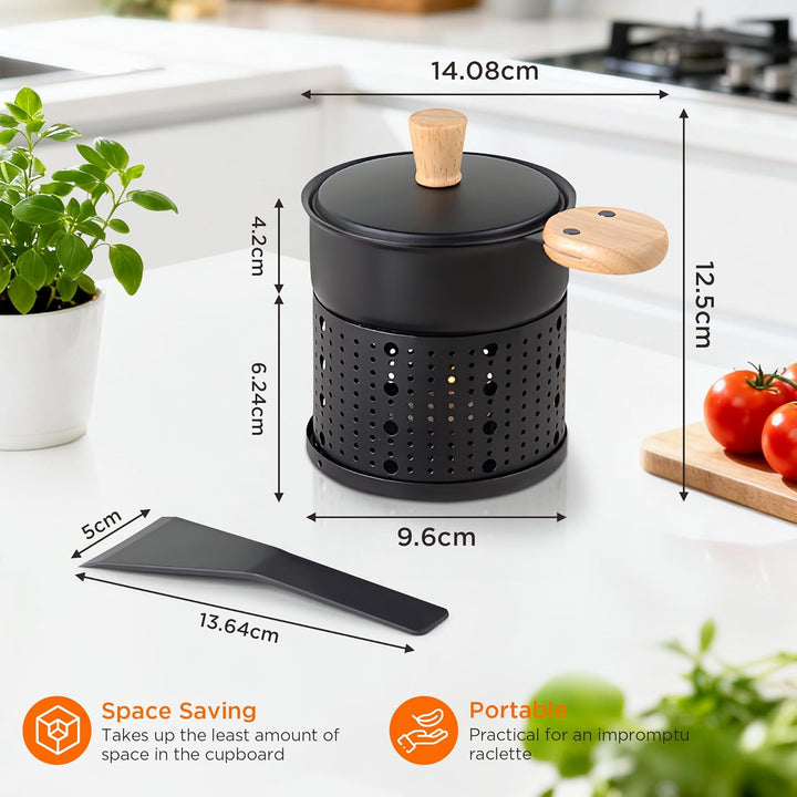 4 Stück Mini Raclette Grill Set, Teelicht Raclette antihaftbeschicht, Raclette Teelichtofen, Antihaf