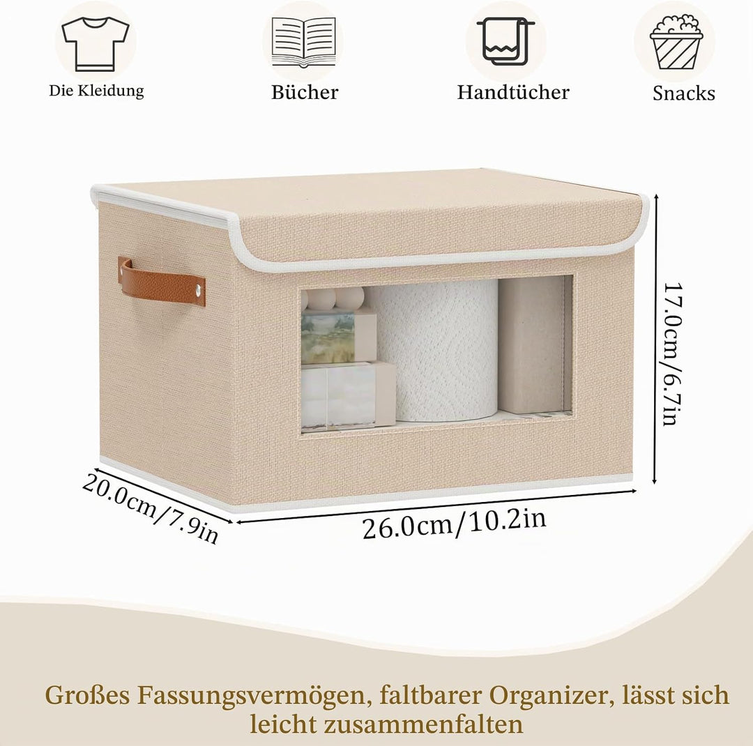 Aufbewahrungsbox mit Deckel Stoff, Schrank Organizer Kleiderschrank, Aufbewahrungsboxn mit Fenster,