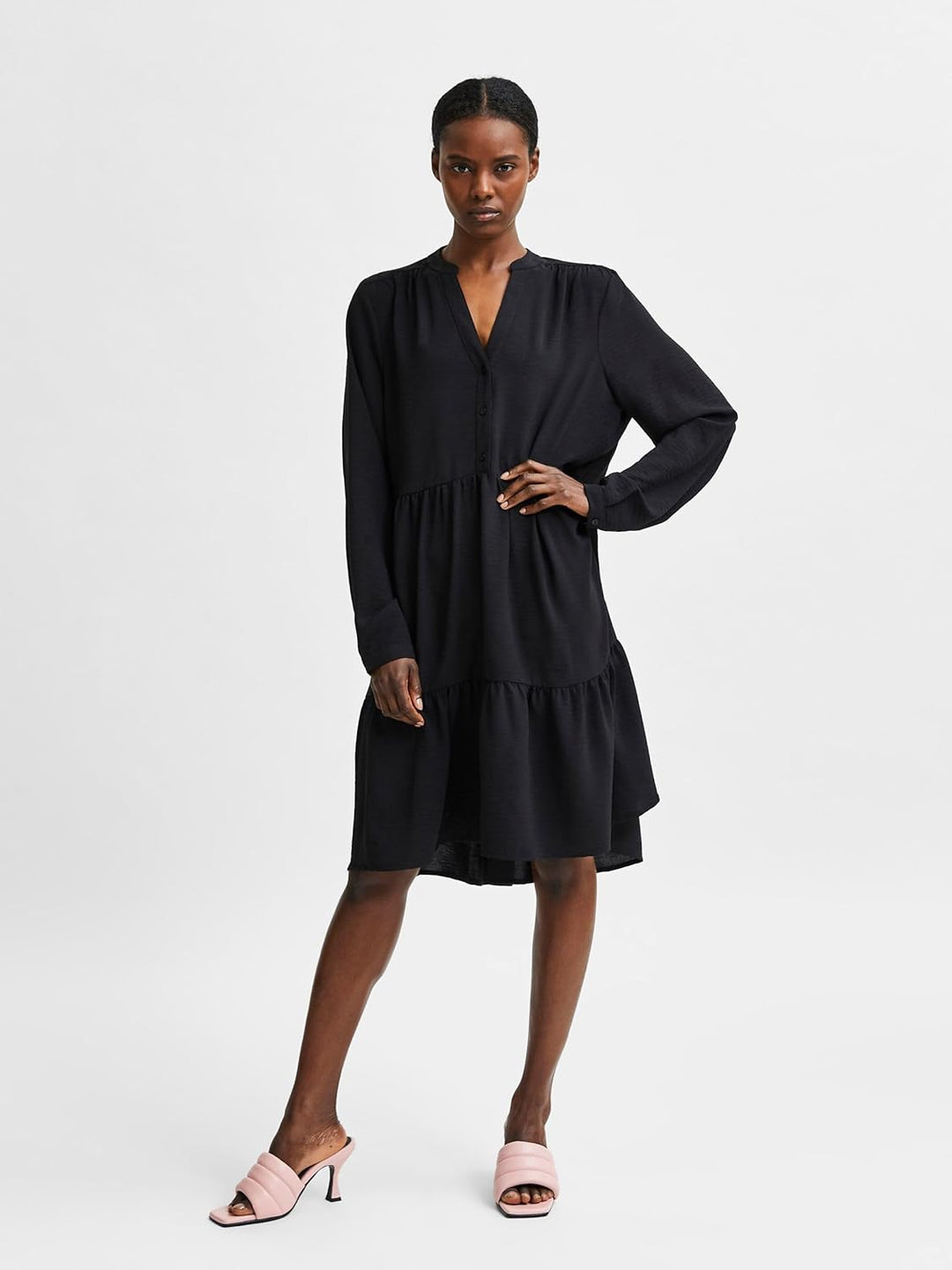 Selected Femme Female Minikleid Stufenlook 42 Black/, 42 Black/