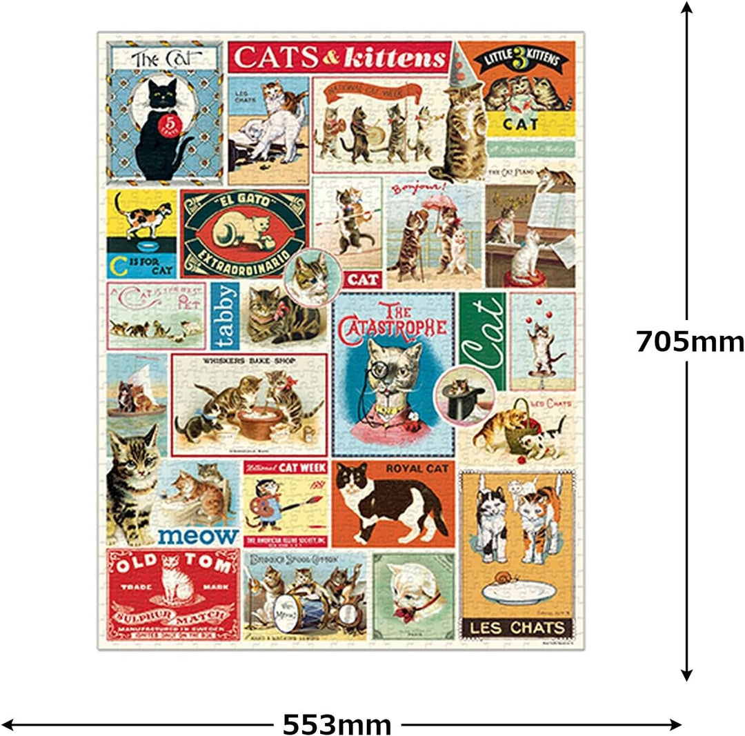 Cavallini Papers & Co. Cats Katzen 1000 Teile Puzzle, Mehrfarbig