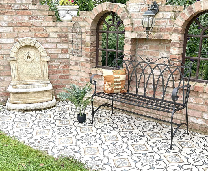 DanDiBo Gartenbank Metall 2 Sitzer Wetterfest Sitzbank Garten Bank Antik 18940 Dunkelbraun Metallban