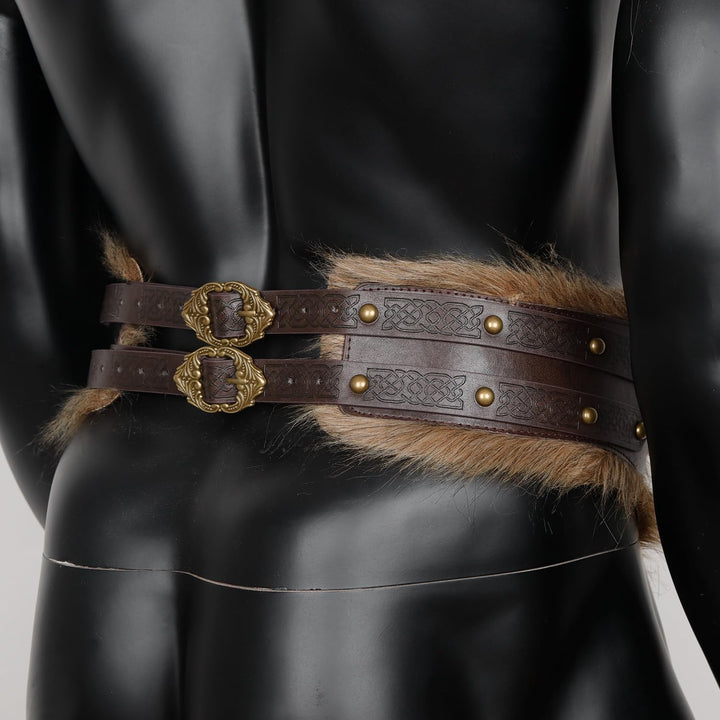 keland Wikinger Gürtel Breit Mittelalter Gürtel Leder Rüstungsgürtel für Damen Herren (Braun-2), Bra