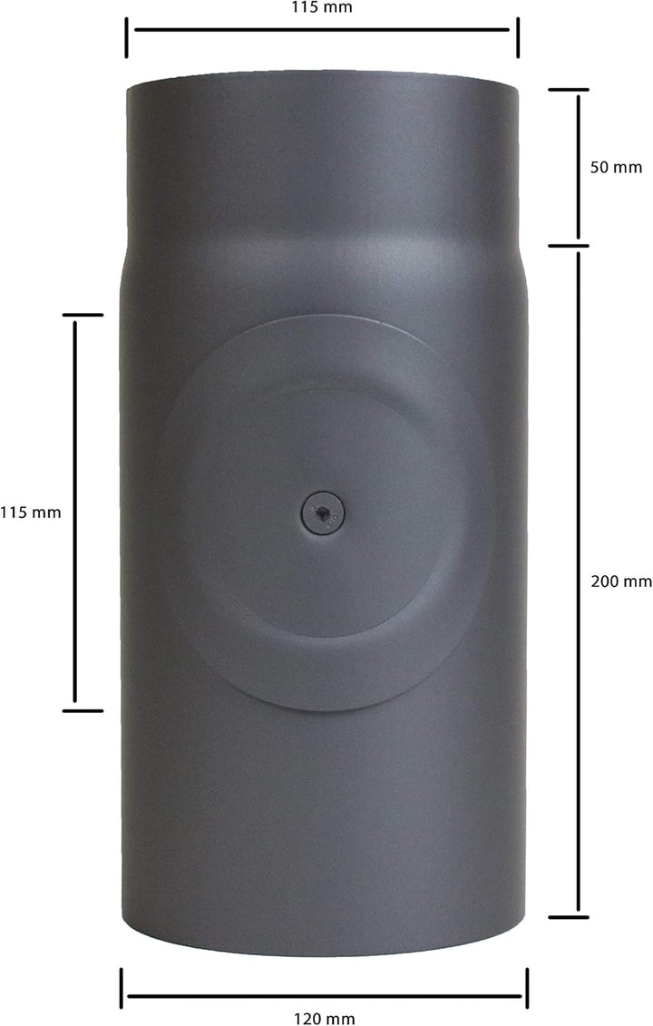LANZZAS Ofenrohr 250 mm Verlängerung mit Tür - im Durchmesser Ø 120 mm - Farbe: gussgrau - Rauchrohr