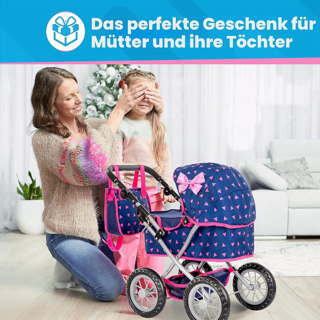 Kinderplay Puppenwagen ab 2 Jahre, Kinderwagen Puppen - Leichte und Stabile Konstruktion, Kinderpupp