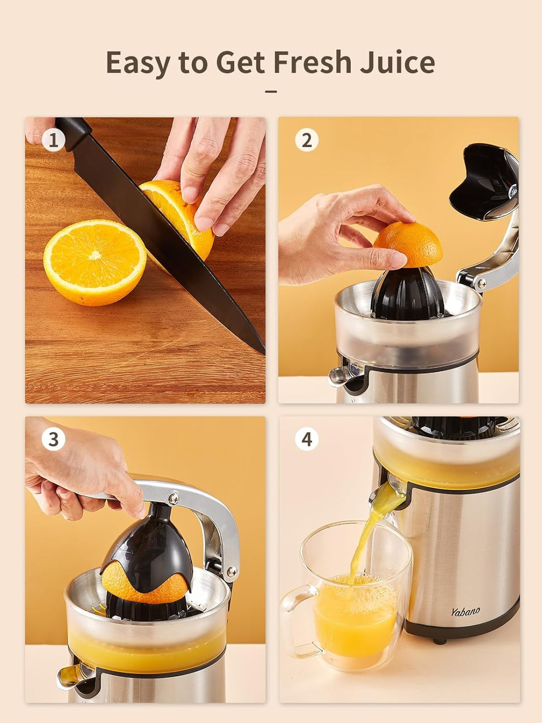 Elektrische Zitruspresse mit Hebelarm, Profi Orangenpresse &amp; Entsafter, 2 Presskegel für Orangen, Zi