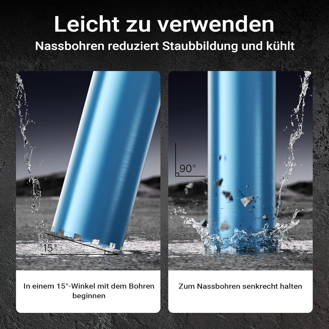 Wiltec Diamantbohrkrone Typ 1 (Shark) Ø 152 mm, Bohrkrone 450 mm, 1¼ UNC Nassbohrkrone, Diamantbohre