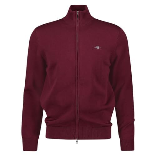 GANT Herren Casual Cotton Zip Cardigan BAUMWOLLSTRICKJACKE MIT REIssVERSCHLUSS (1er Pack) XXL Ruby R