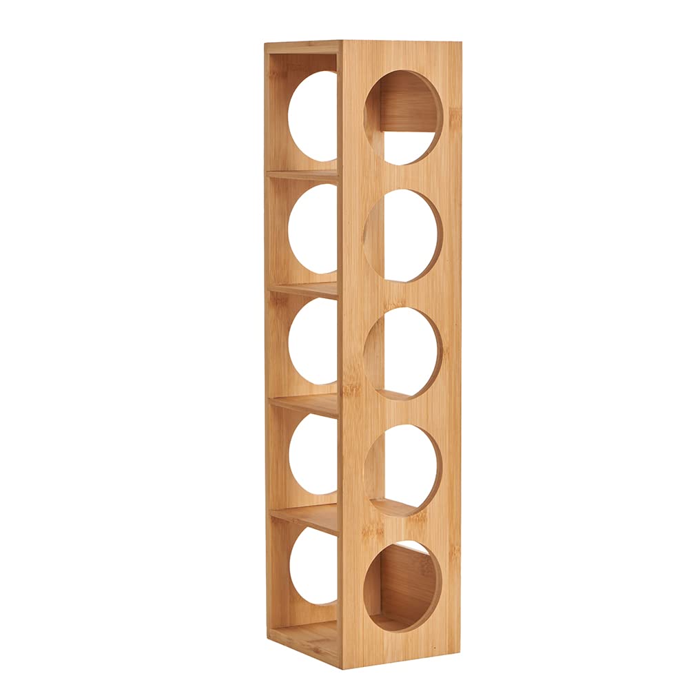 HUOLE Weinregal aus Bambus mit 5 Fächern Holzregal für Wein Flaschenregal modern Regal für Getränke