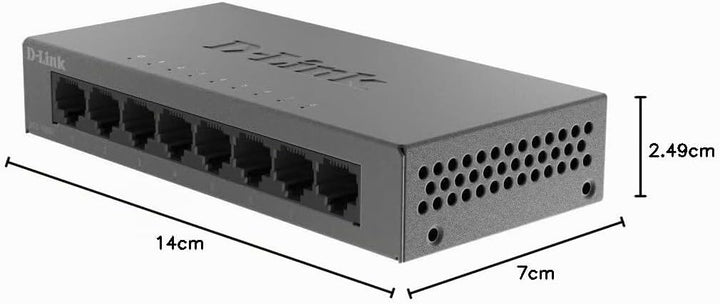 D-Link DGS-108GL 8-Port Unmanaged Gigabit Switch (ohne Lüfter, Low Profile Metallgehäuse, Desktop, P