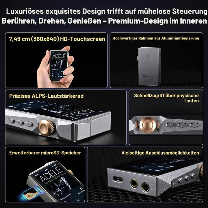 Hidizs AP80 PRO MAX MP3 Player mit Bluetooth WLAN, Hi-Res Streaming DLNA und AirPlay Wireless, Zwei