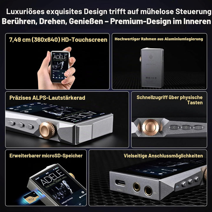 Hidizs AP80 PRO MAX MP3 Player mit Bluetooth WLAN, Hi-Res Streaming DLNA und AirPlay Wireless, Zwei