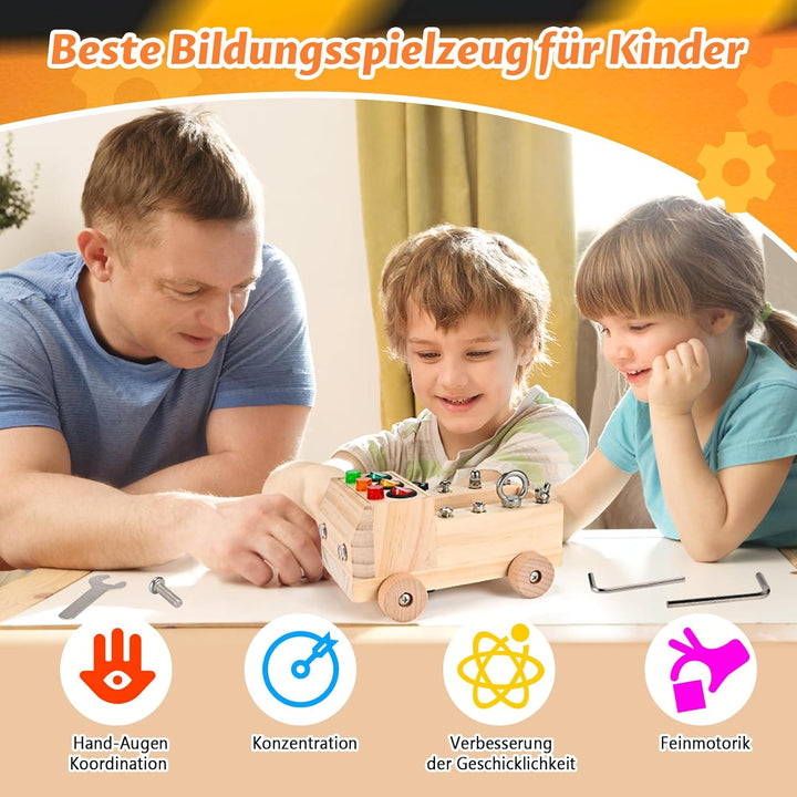 Wooderma Montessori Schraubendreherbrett | Montessori Schraubbrett Spielzeug ab 3 4 5 Jahre | Lernsp