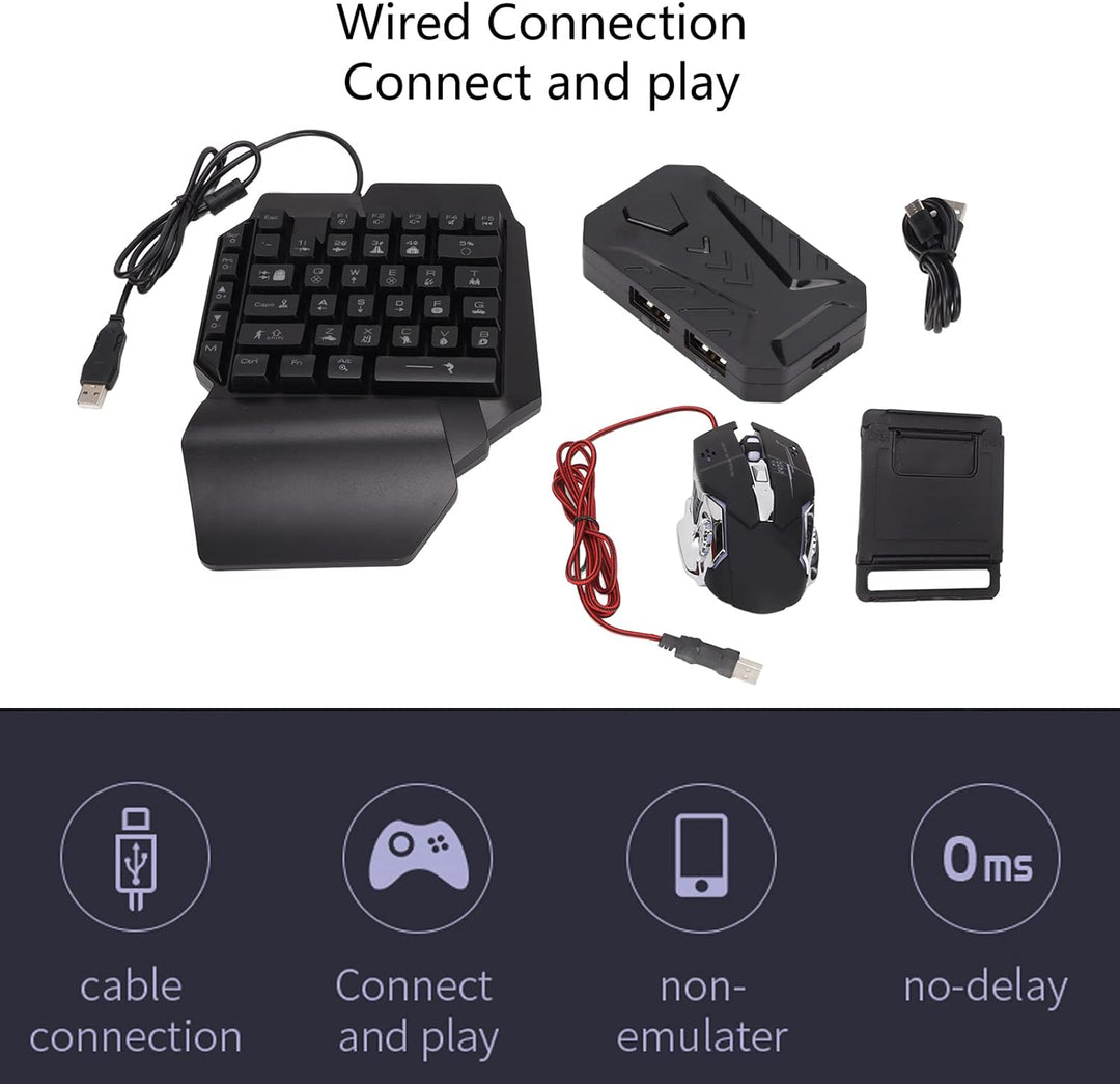 Dpofirs Einhand Gaming Tastatur und Maus Kombination, Tastatur und Mauskonverter Handy Tastatur Maus