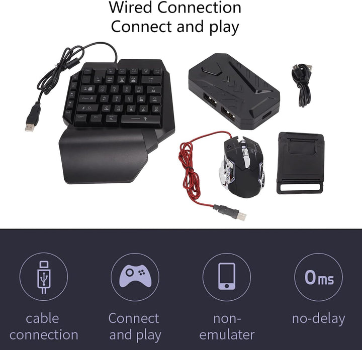 Dpofirs Einhand Gaming Tastatur und Maus Kombination, Tastatur und Mauskonverter Handy Tastatur Maus
