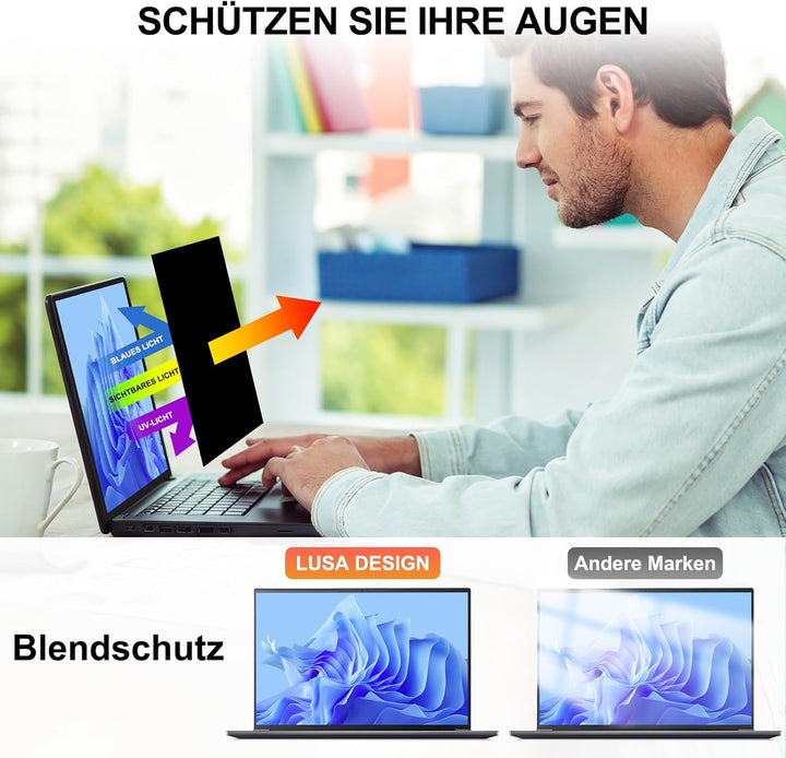 360° Blickschutzfolie für 14 Zoll Laptop 16:10 Seitenverhältnis 14 zoll 16:10, 14 zoll 16:10