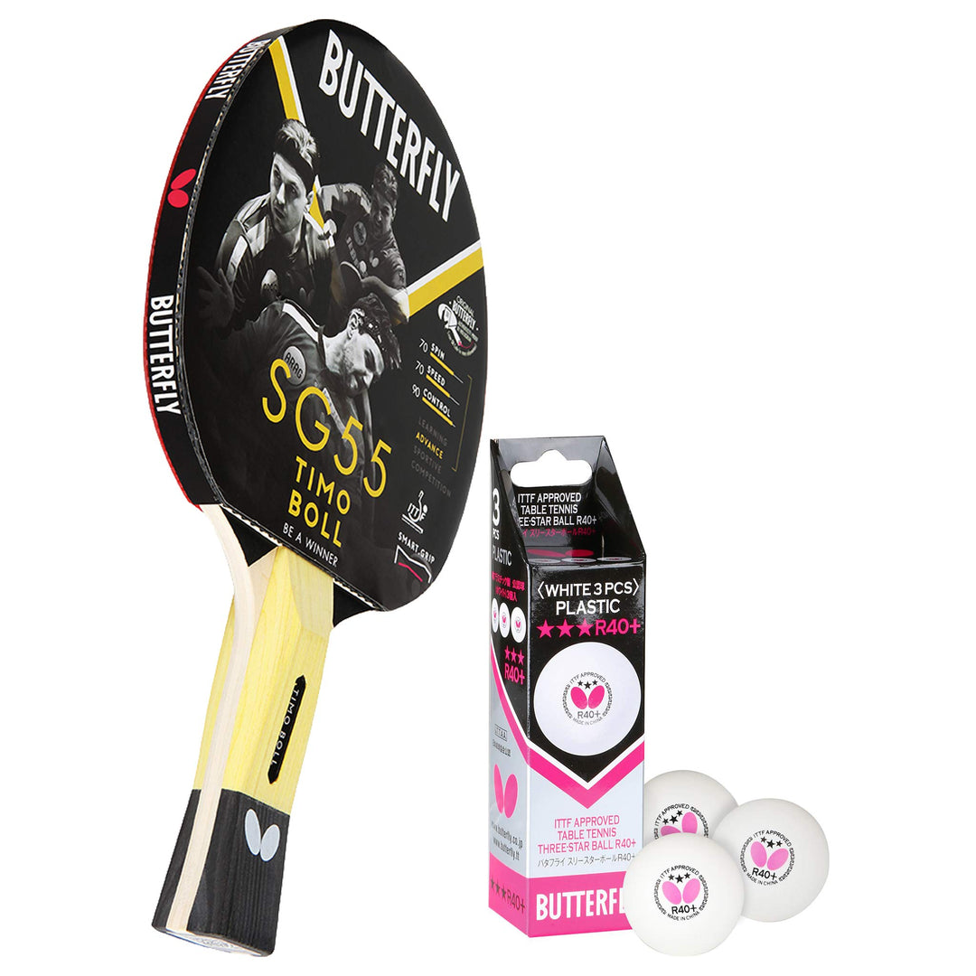 Butterfly® Timo Boll SG55 Tischtennisschläger | Tischtennis Racket Bat Hobby Training | geübte Freiz