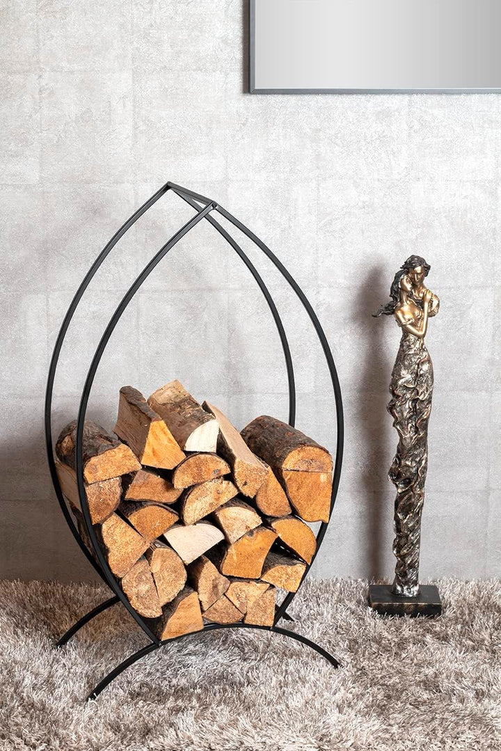 HAKU Kaminholzständer schwarz, Metall - Masse: B 47 cm x H 80 cm x T 20 cm, Style: Modern 47 x 20 x