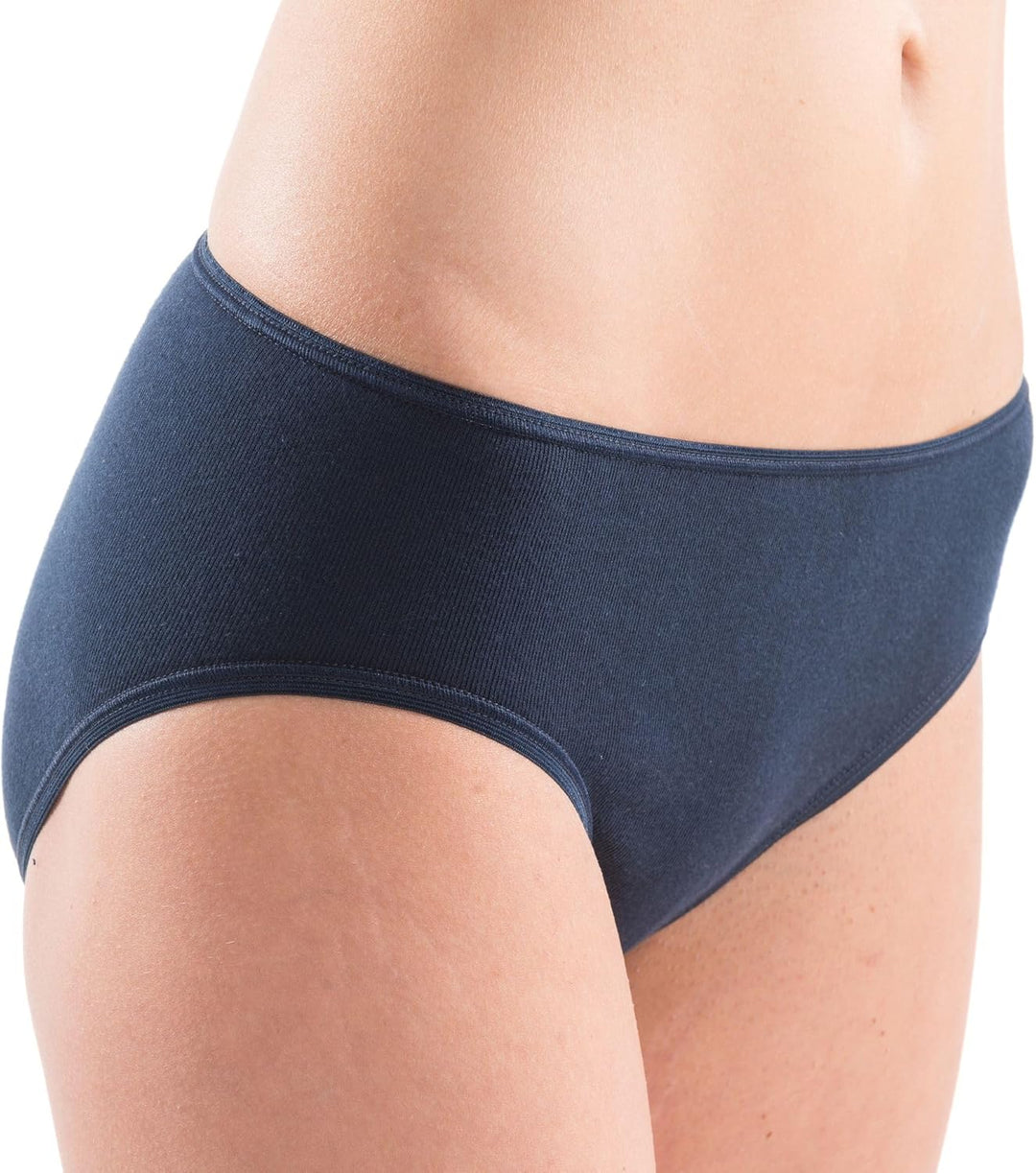 HERMKO 1031 Damen Midi-Slip Bio-Baumwolle 4er Pack (Weitere Farben), 48-50 Marine