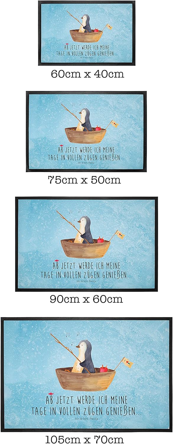 Mr. & Mrs. Panda 50 x 75 cm Fussmatte Pinguin Angelboot - Geschenk, Geschenkidee Liebeskummer, Motiv
