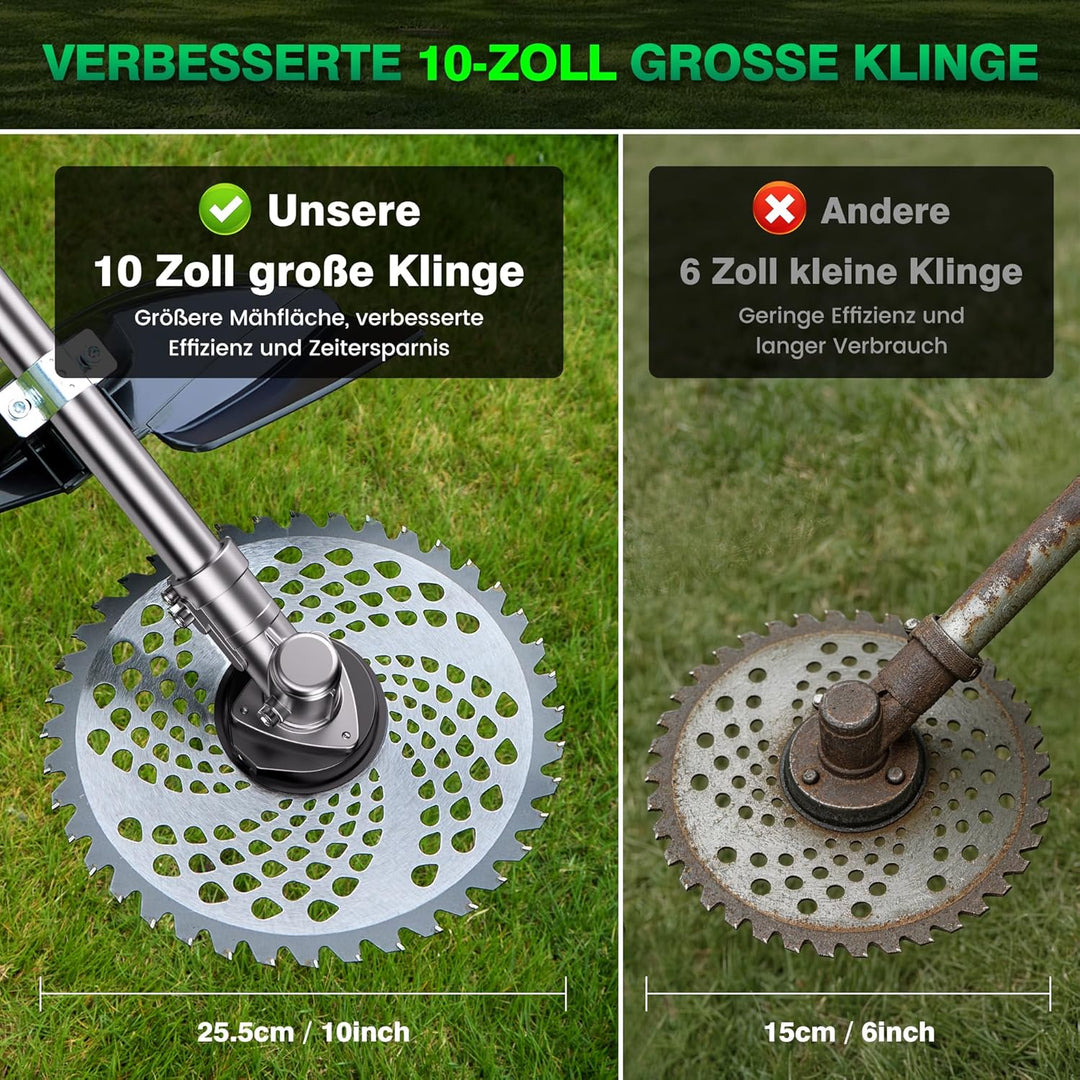 6- IN-1 Rasentrimmer mit Akku, 21V Rasentrimmer Bürstenloser Motor, 2 x 4.5Ah Batterien Akku Motorse