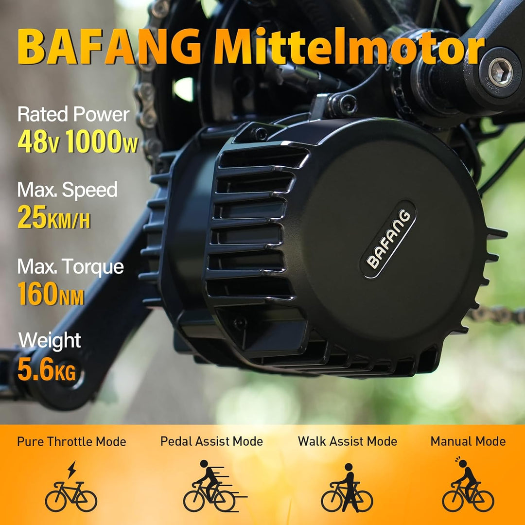 BAFANG Mittelmotor 250W/350W/500W/750W/1000W mit 13/15/20/22,4 Ah Akku, eBike Umrüstsatz with eBike
