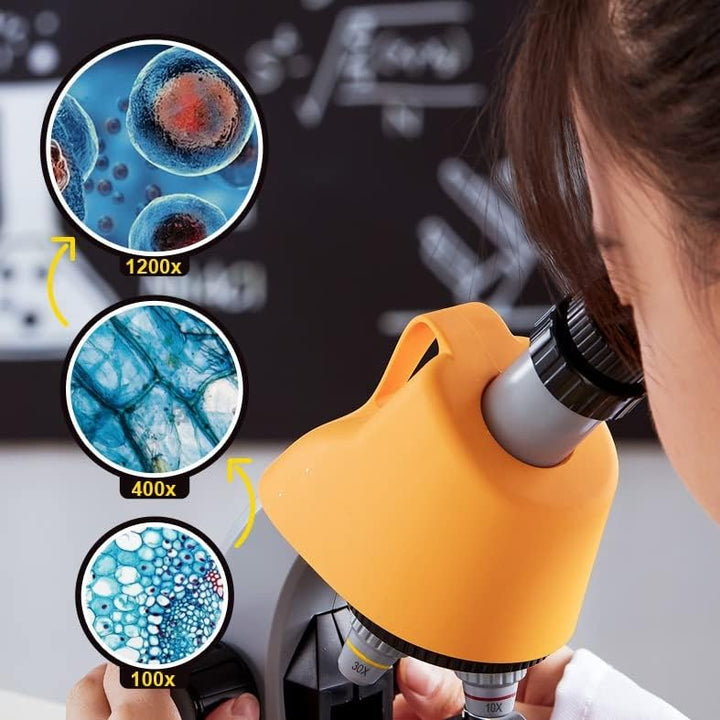 STEM Mikroskop für Kinder Einsteiger Mikroskop mit 40x - 1200x Vergrösserung Kindermikroskop LED-Lic