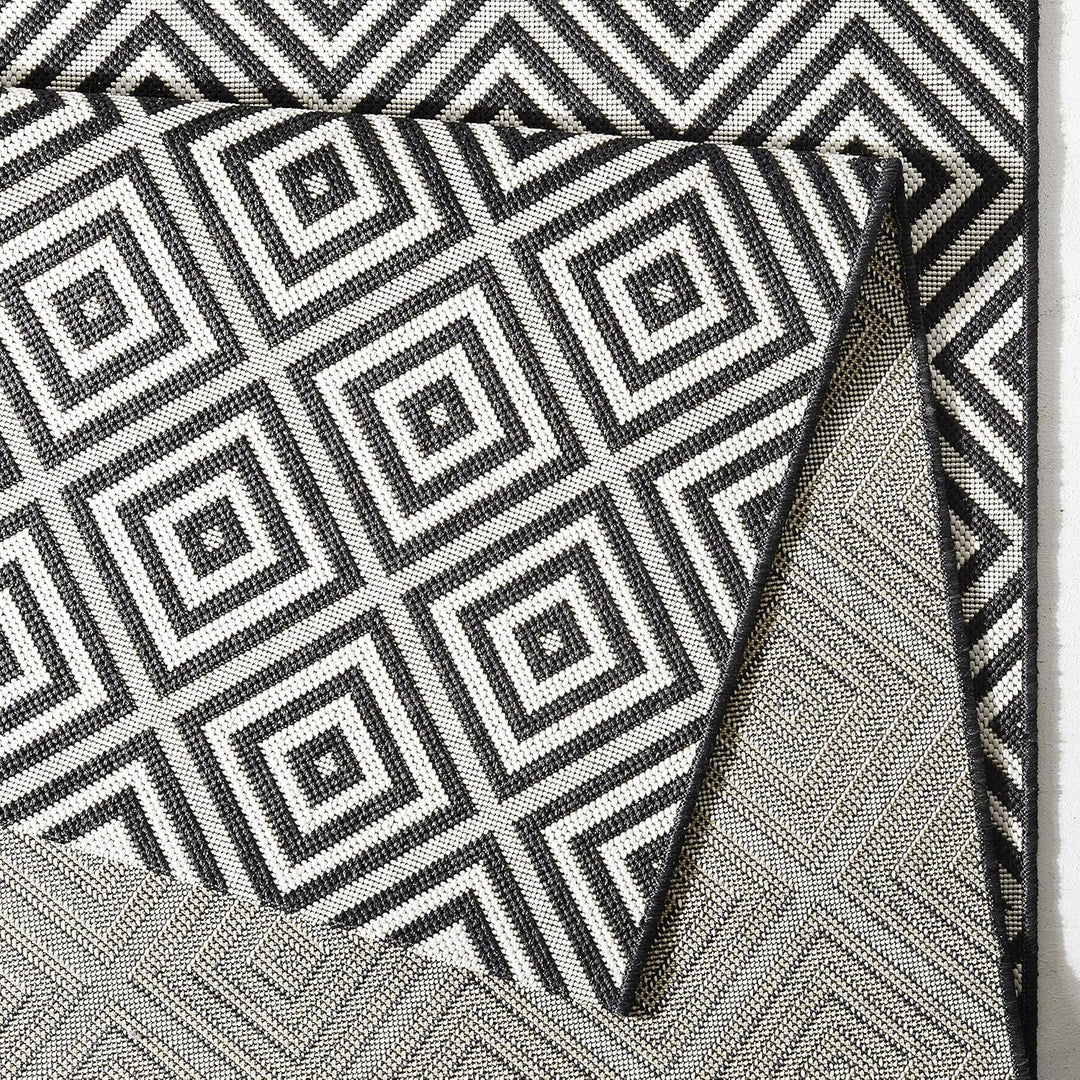 NORTHRUGS In- und Outdoor Teppich Karo 80x200cm - Wetterfest Modern Geometrisches Muster Kariert All
