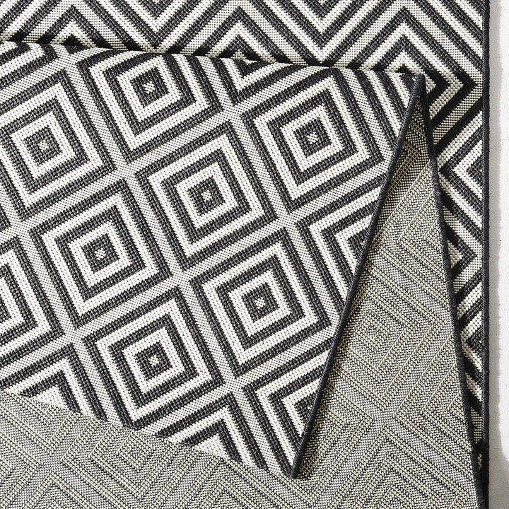 NORTHRUGS In- und Outdoor Teppich Karo 80x200cm - Wetterfest Modern Geometrisches Muster Kariert All