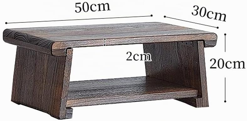 Beistelltisch, Couchtisch 2-stufig mit Ablageregal, Retro japanischer Teetisch, Tatami-Tisch für Woh