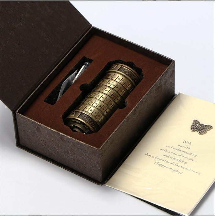 MINGZE Da Vinci Code, Zylinderschloss Box Mini Cryptex Retro Alphabet Sperren Valentinstag Freundin