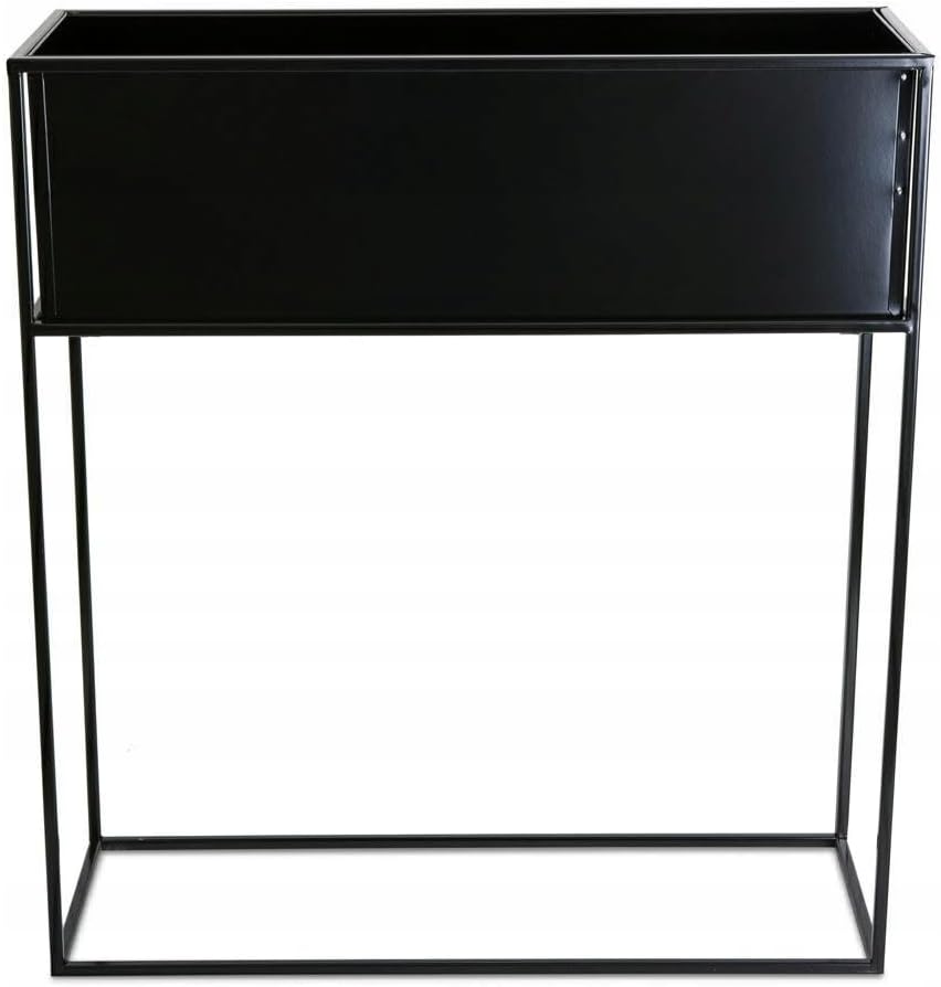 Schwarz Blumenständer Metall - Pflanzenständer 70 cm Hoch mit Metall Box 24 x 64 x 20 cm - Blumentop