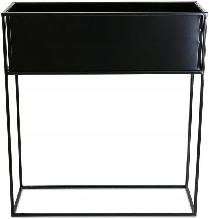Schwarz Blumenständer Metall - Pflanzenständer 70 cm Hoch mit Metall Box 24 x 64 x 20 cm - Blumentop