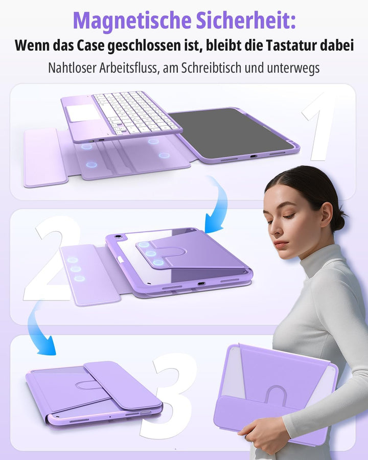 CACOE Hülle mit Tastatur Kompatibel mit iPad Air 11 Zoll M4/M3/M2(2026/2025/2024) iPad Air 5/4 Gen m