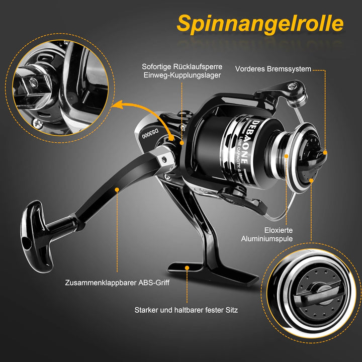 Angelrute Set Komplett 2.7M,HassoKon Angelset Angelruten Teleskoprute und Spule Combo Kit mit Angels