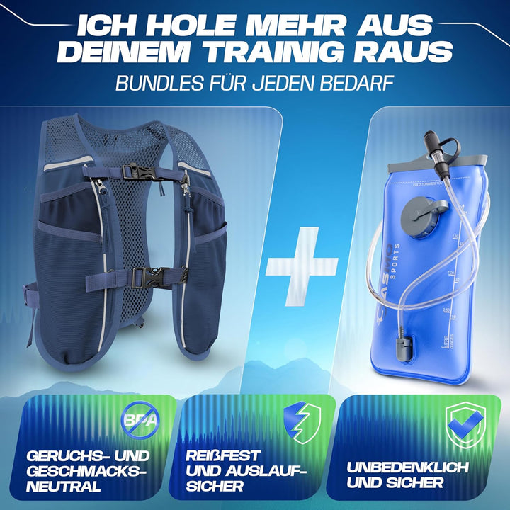 SASMO® Laufweste Damen & Herren 5L / 2L | Running Vest - Ultraleicht & atmungsaktiv| Laufrucksack Da