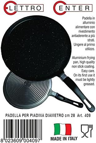 ELETTRO CENTER Art.409 Pfanne Piadina, Aluminium, schwarz