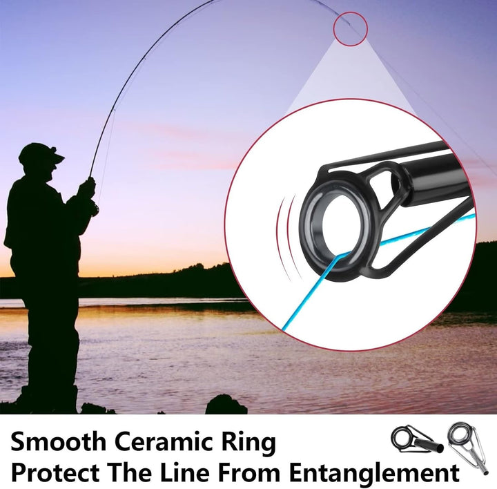 THKFISH Angelrute Reparatur Spitzenring Rutenring Angelrutenteile Tip Tops Edelstahl Keramik Spitzen