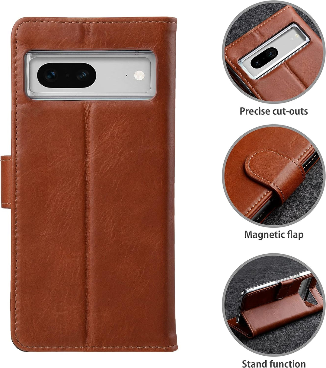 STILGUT Talis kompatibel mit Google Pixel 7 Hülle mit Kartenfach aus Leder, Wallet Case, Lederhülle