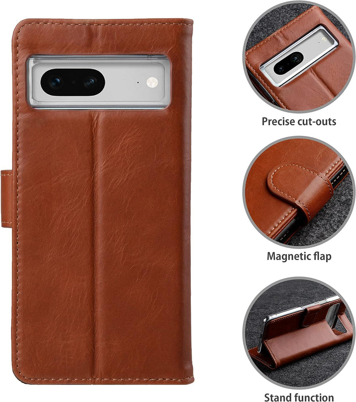 STILGUT Talis kompatibel mit Google Pixel 7 Hülle mit Kartenfach aus Leder, Wallet Case, Lederhülle