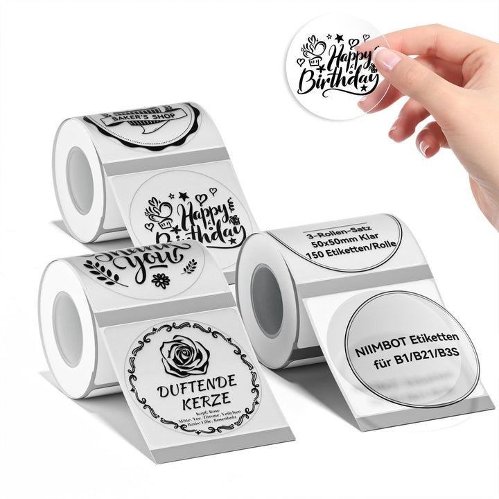 NIIMBOT Etiketten Selbstklebender Etikettenband für B1 / B21 / B3S Etikettendrucker, 50 x 50mm 150 E