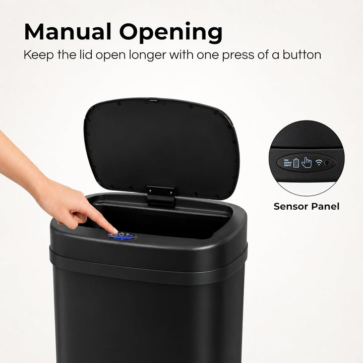 Five Stars® Mülleimer mit Sensor - 60 Liter - Edelstahl - Küche - Schwarz