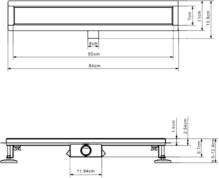 Duschrinne 80cm Edelstahl Bodenablauf 2-in-1 doppelseitig, Flieseneinsatz Ablaufrinne,schnelle Entwä