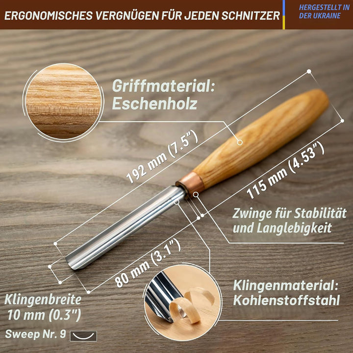 BeaverCraft Hohleisen zum Holzschnitzen K9/10 Holzschnitzerei kompakter Meissel Holzschnitzmesser fü