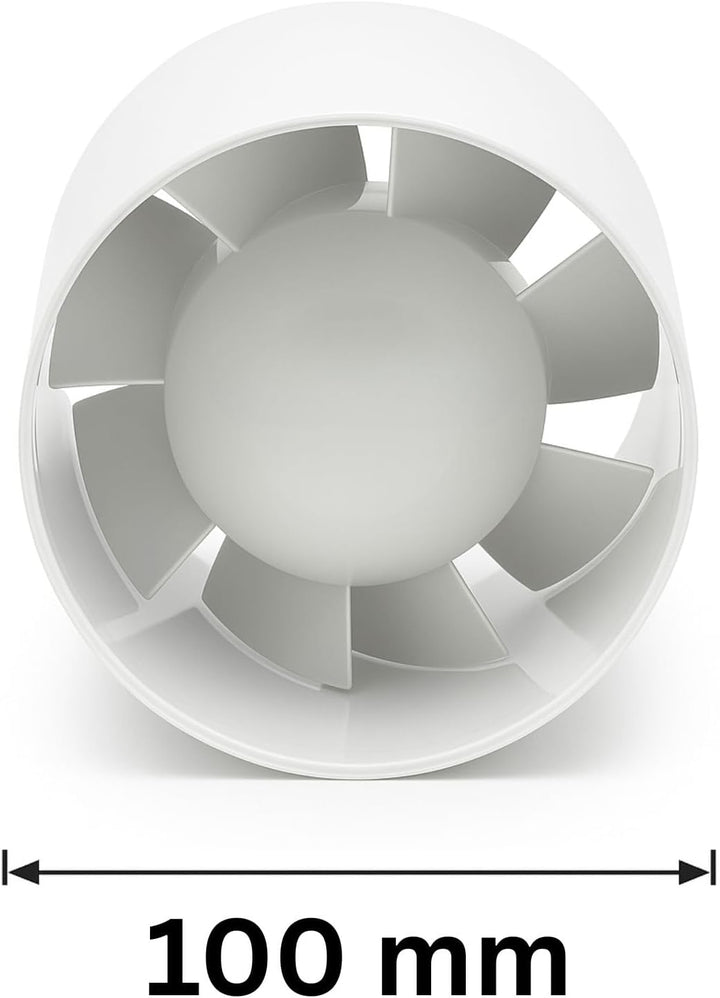 Weedness Grow Lüfter 107 m³/h 100 mm Anschluss - Anbau Indoor Abluft Rohrlüfter Abluftventilator Roh