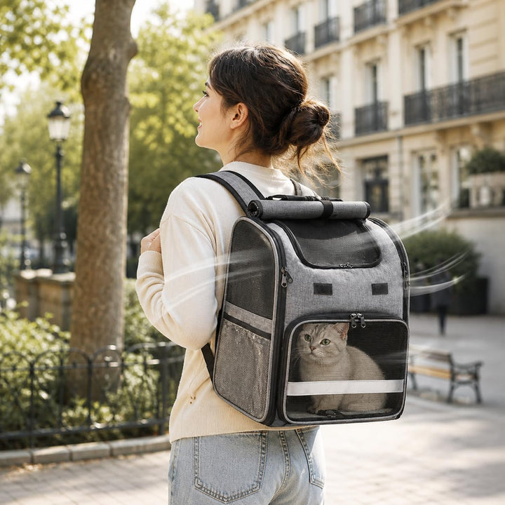 Katzenrucksack Faltbar, Hunde Rucksack, Haustier Rucksack mit verstellbaren Schultergurten, Abnehmba