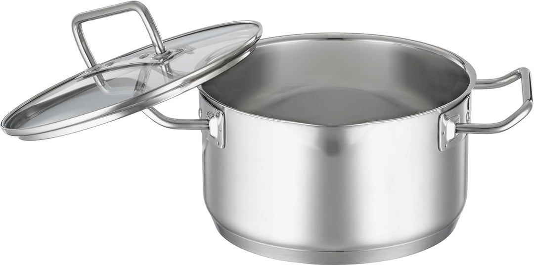 RÖSLE EXPERTISO Kochtopf, Hochwertiger Universaltopf aus Edelstahl 18/10, 24 cm, Glasdeckel, Innensk