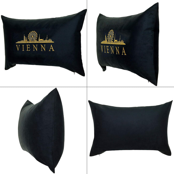 EXPRESS-STICKEREI Vienna Kissen mit Füllung & Motiv Stadt/City Wien Geschenk Souvenir Wohnzimmer Dek